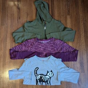 3 - Cat & Jack/All In Motion | Girls' Long Sleeve Tees & Hoodie | XL (14/16)